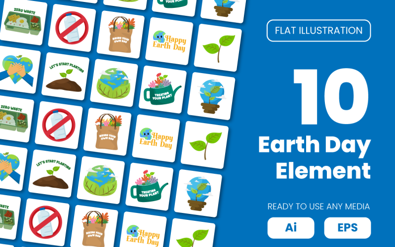 Collection of Earth Day Element in Flat Illustration Vector Graphic