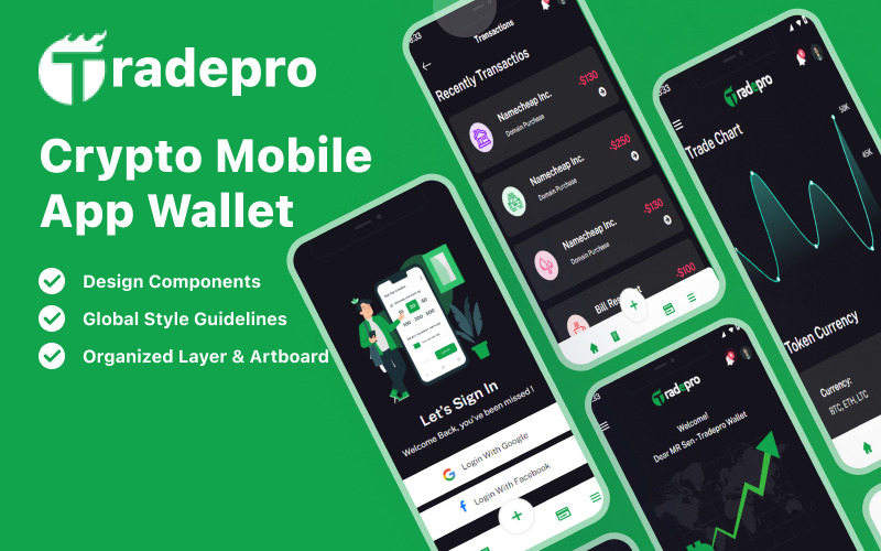 TradePro - Crypto Mobile Wallet HTML5 Template Website Template