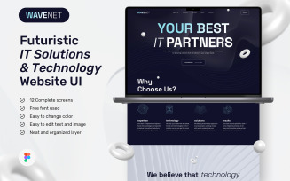 WaveNet – Night Blue Minimalist Futuristic IT Solutions & Technology Website Design