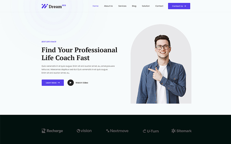 DreamHub Life Coach and Lifestyle HTML5 Template Website Template