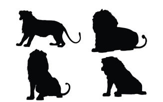 Male lion roaring silhouette bundle