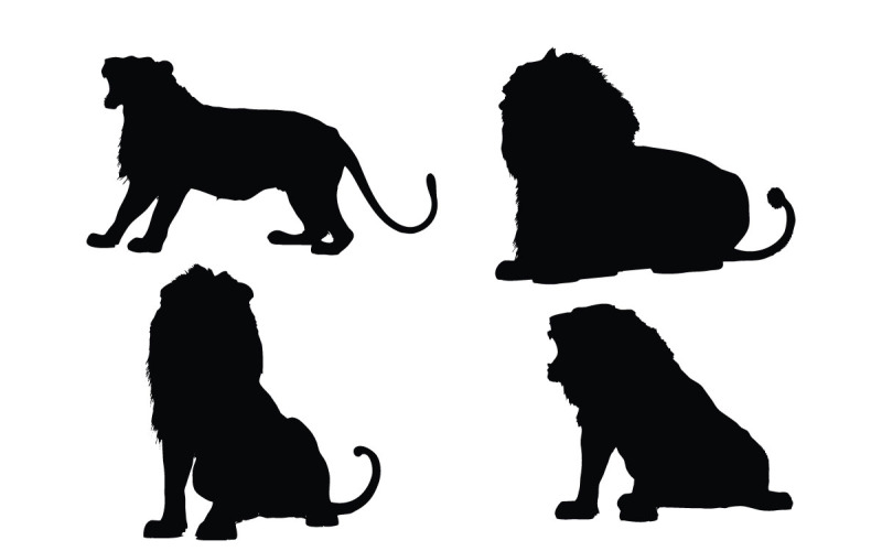 Male lion roaring silhouette bundle Illustration
