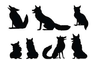 Wild jackal silhouette collection vector