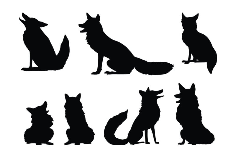 Wild jackal silhouette collection vector Illustration
