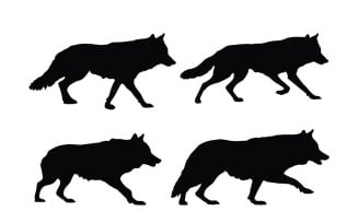 Wolves walking silhouette collection