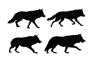 Wolves walking silhouette collection