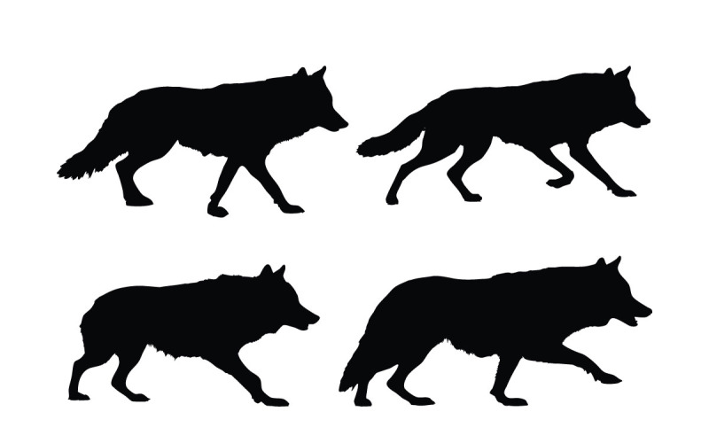 Wolves walking silhouette collection Illustration