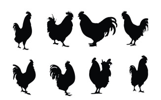 Big rooster standing silhouette vector
