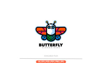 Butterfly robot logo template design
