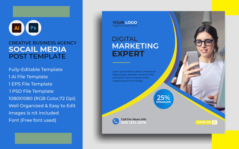 Digital business marketing social media post template Digital marketing banner design template Social Media