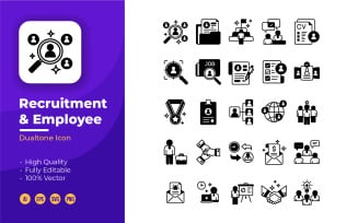 Recruitment and Employee Icons Set - Glyph Style