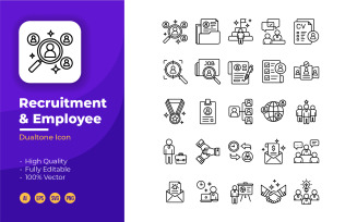 Recruitment and Employee Icons Set - Line Style