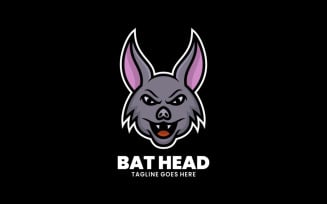 Bat Head Simple Mascot Logo