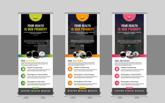 Creative Medical rollup or health care roll up banner design template