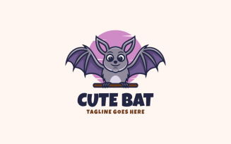 Cute Bat Mascot Cartoon Logo