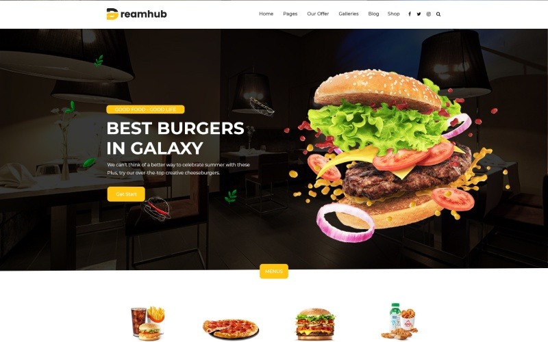Dreamhub - Fast Food Resturant HTML5 Template Website Template
