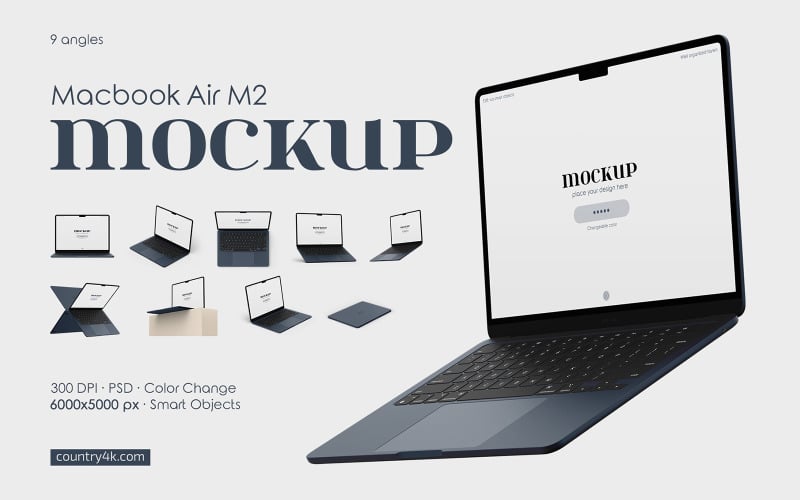 Macbook Air M2 Mockup Set Product Mockup