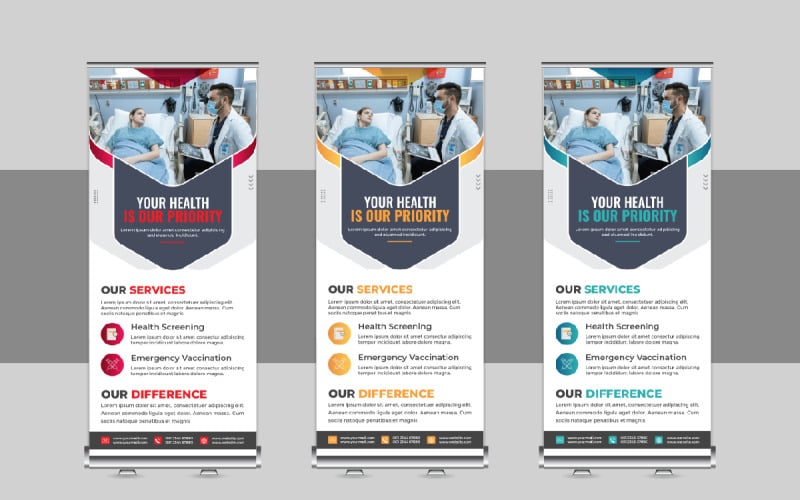 Medical rollup or health care roll up banner design layout Corporate Identity