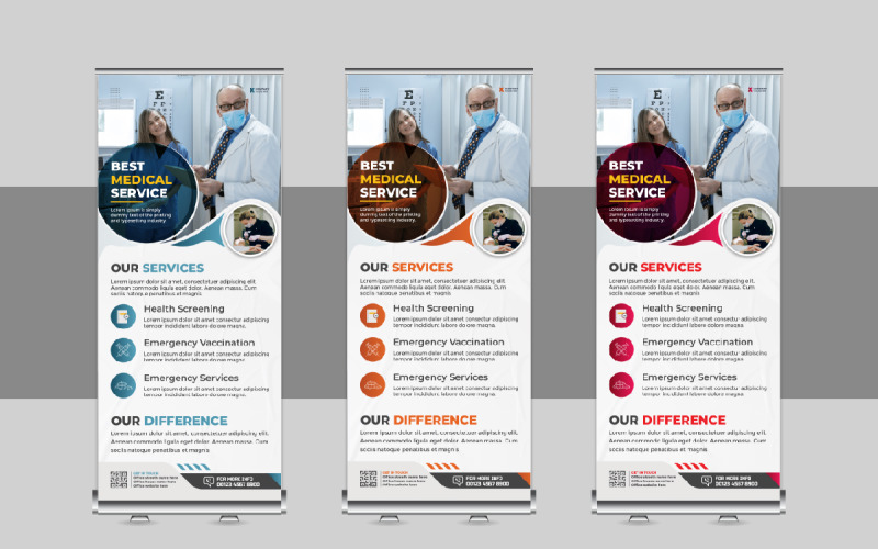 Medical rollup or health care roll up banner design template layout Corporate Identity