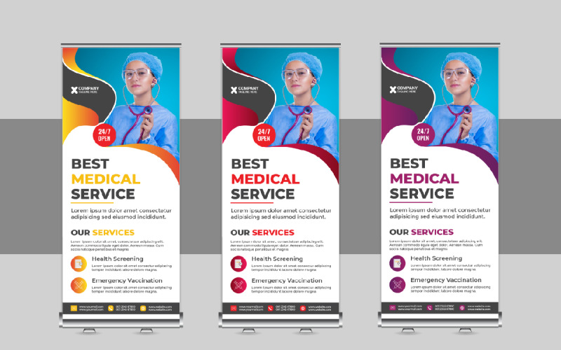 Medical rollup or health care roll up banner design template Corporate Identity