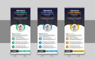 Modern Medical rollup or health care roll up banner template design layout
