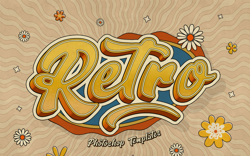 Hippie Style Retro Text Effects Illustration