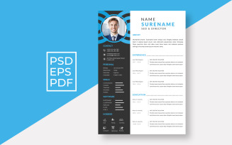 Templates Black and Blue Resume Psd