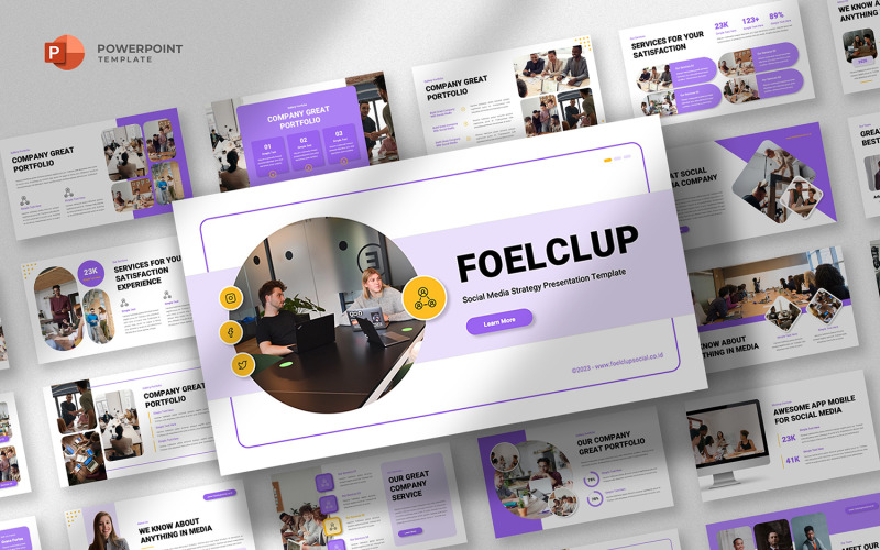 Foelclup - Social Media Strategy Powerpoint Template PowerPoint Template
