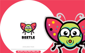 Beetle mascot cartoon simple logo