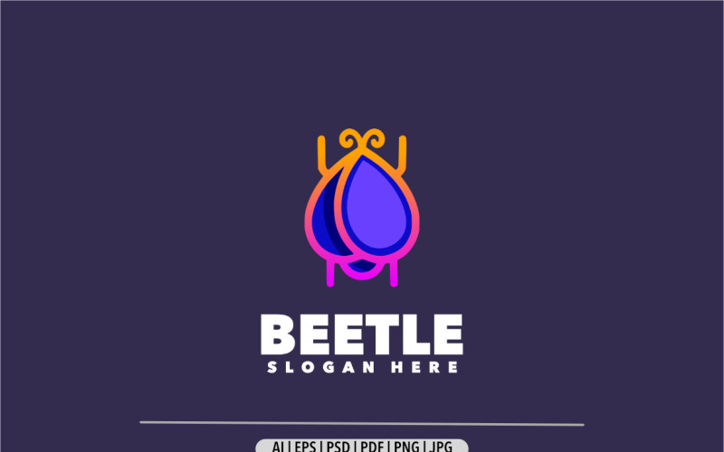 Beetle simple line art gradient logo Logo Template