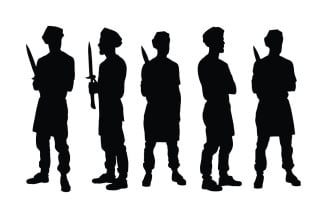 Butcher men standing silhouette vector