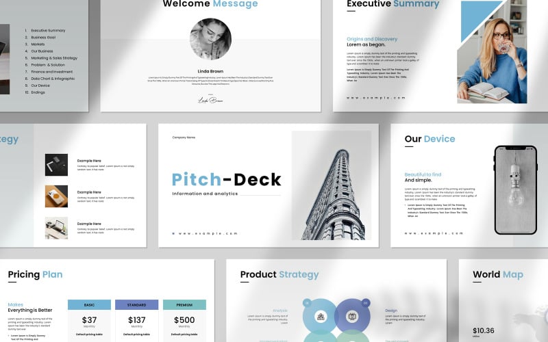 Clean Pitch Deck Presentation Template PowerPoint Template