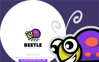 Cute beetle mascot logo template