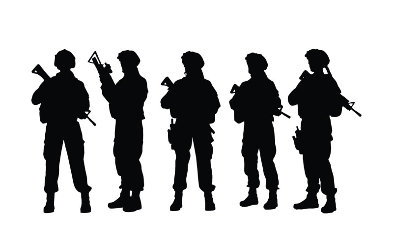 Female Elite special forces silhouette Illustration