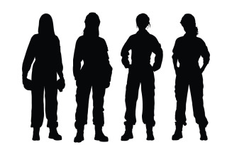 Female mechanic and worker silhouette