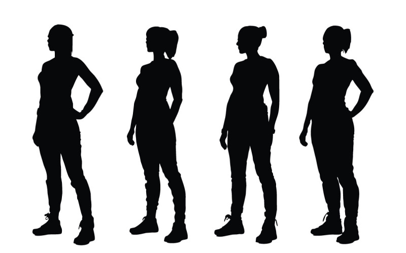 Girl bodybuilder standing silhouette Illustration
