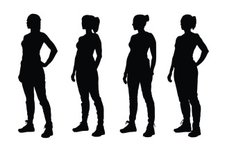 Girl bodybuilder standing silhouette