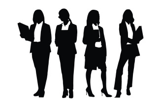 Lawyer girls wearing suits and standing