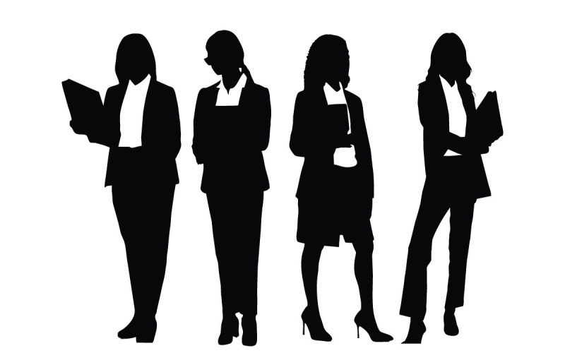 Lawyer girls wearing suits and standing Illustration