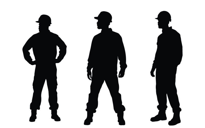 Male Mason and worker silhouette bundle Illustration