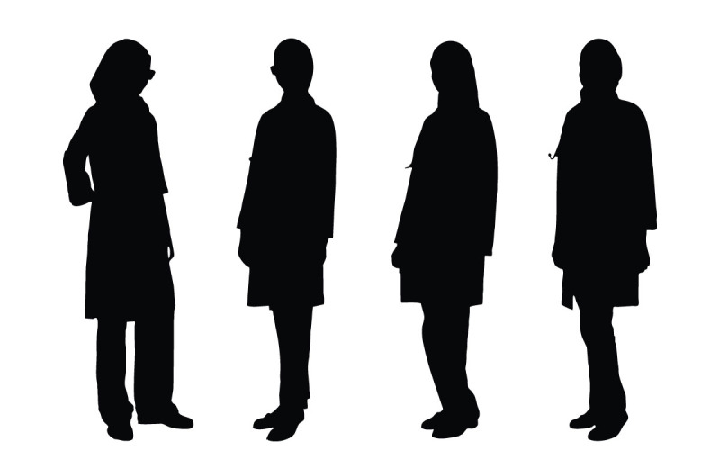 Physician girls standing silhouette set Illustration