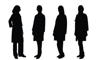 Physician girls standing silhouette set