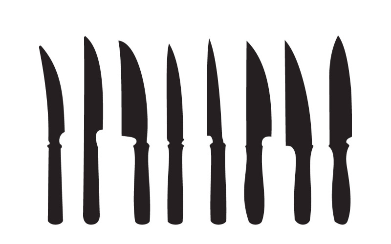 Sharp kitchen knives collection vector Illustration