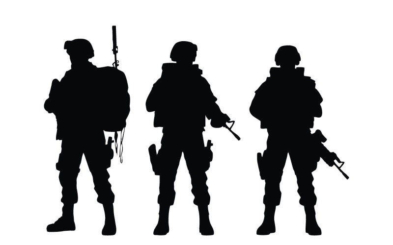 Special infantry unit silhouette bundle Illustration