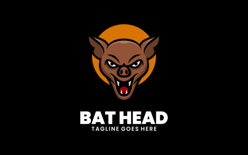 Bat Head Simple Mascot Logo 1 Logo Template