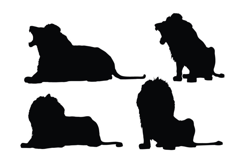 Carnivore lion sitting and roaring Illustration