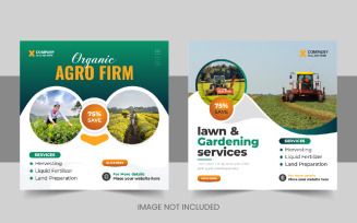 Creative agriculture farming services social media post or lawn care banner design