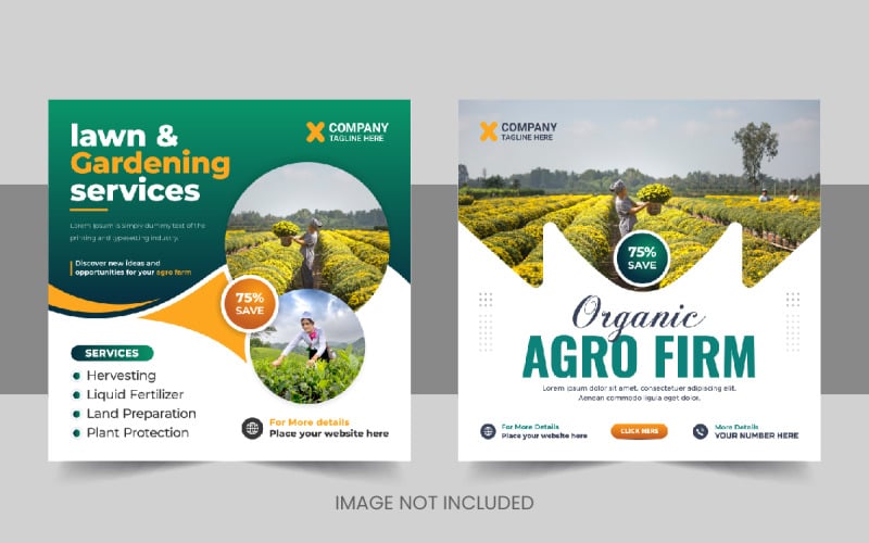 Creative agriculture farming services social media post or lawn care banner Corporate Identity