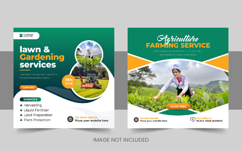 Creative organic agriculture farming services social media post or lawn care banner design Corporate Identity