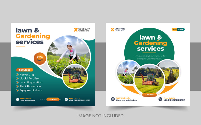 Creative organic agriculture farming services social media post or lawn care banner template design Corporate Identity